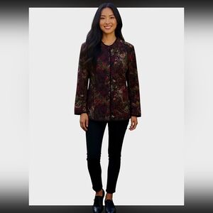 CJ Banks Women's Burgundy Floral Blazer 1X